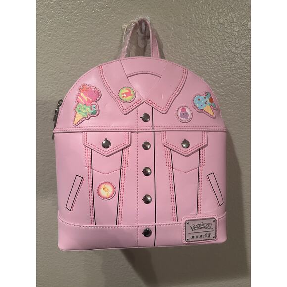 NWT Loungefly Pokemon Ice Cream Denim Jacket Mini Backpack Purse Bag - Picture 1 of 6